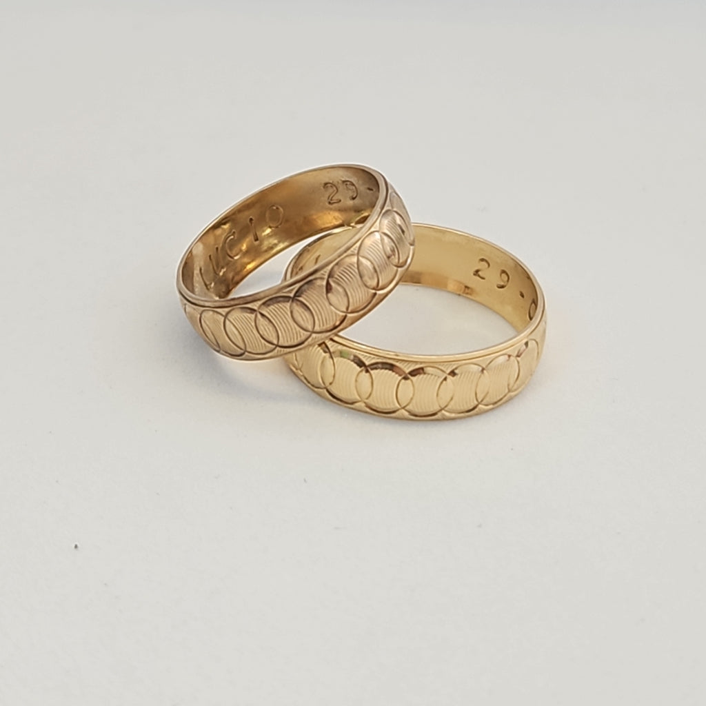 K1 4,20 GRMS 8 K ESPECIFICACIONES COMPLEMENTARIAS PAR ARGOLLAS DE MATRIMONIO (SEMINUEVO)