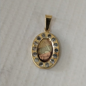 K1 0,80 GRMS 10 K ESPECIFICACIONES COMPLEMENTARIAS MEDALLA DE BAUTISMO CON CIRCON (SEMINUEVO)