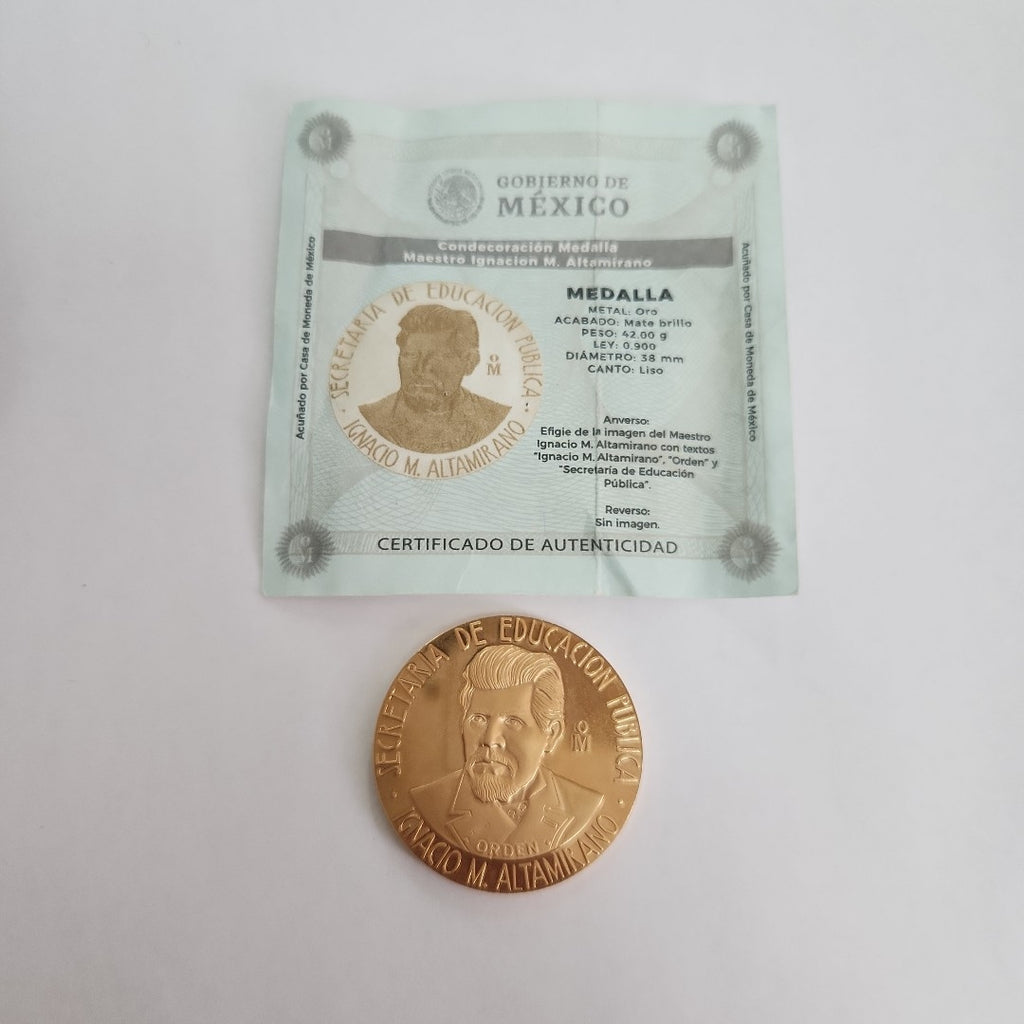 MEDALLA CONMEMORATIVA ORO 21 K 42 GRMS (SEMINUEVO)