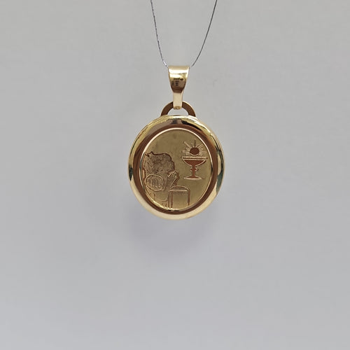 10010REL25100B251 FRD3 MEDALLA OVALADA CON BISEL DE PRIMERA COMUNION NIÑA O/A ORO 14K 0.9GRS (NUEVO)