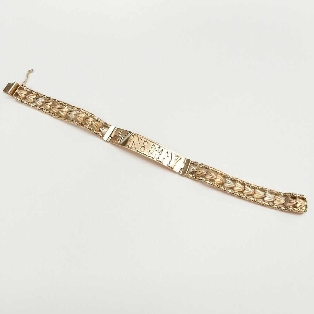 K1 16,10 GRMS 14 K ESPECIFICACIONES COMPLEMENTARIAS ESCLAVA TEJIDO ESPECIAL, OR (SEMINUEVO)