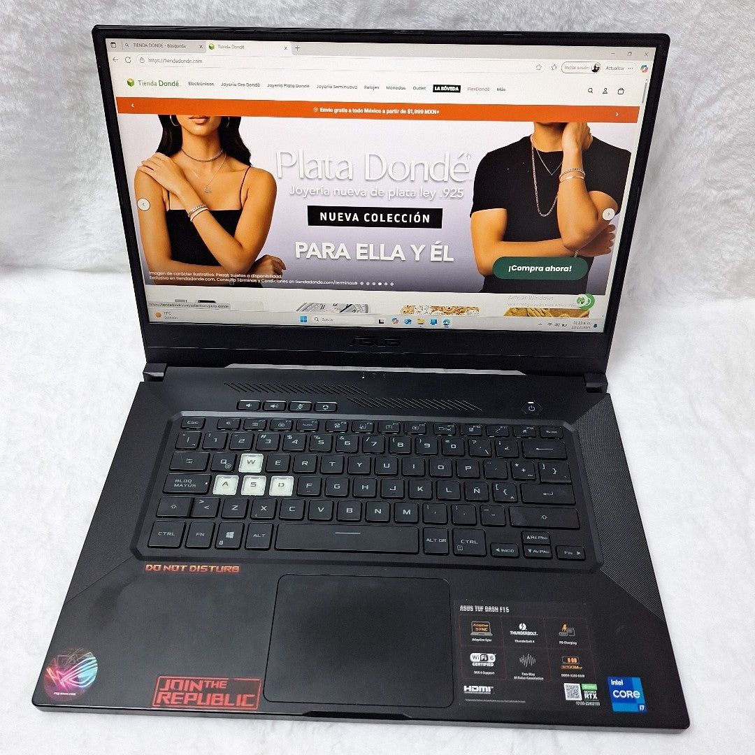 LAPTOP ASUS TUF DASH F15 FX516PC-HN001W (2022) 512 GB SSD 8 GB RAM (SEMINUEVO)