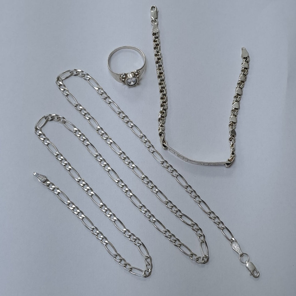 ANILLO, CADENA, ESCLAVA PLATA 24.4 GRMS (SEMINUEVO)