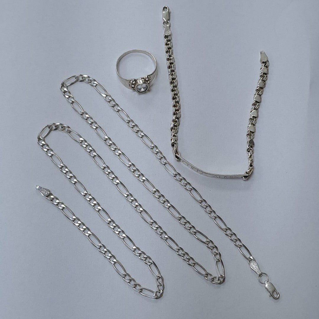 ANILLO, CADENA, ESCLAVA PLATA 24.4 GRMS (SEMINUEVO)