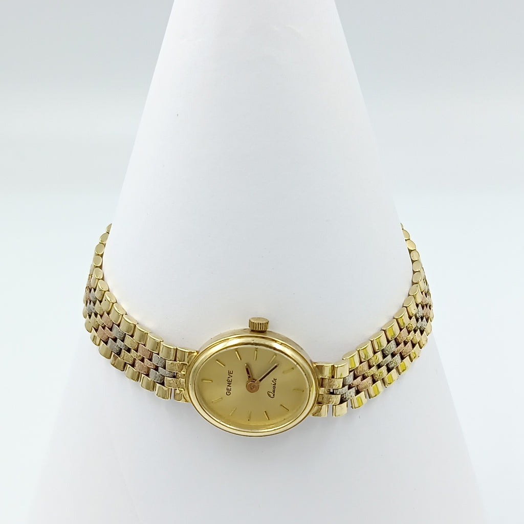 RELOJ CAJA Y PULSO ORO ORO, ORO COMBINADO 14 K 20.2 GRMS (SEMINUEVO)