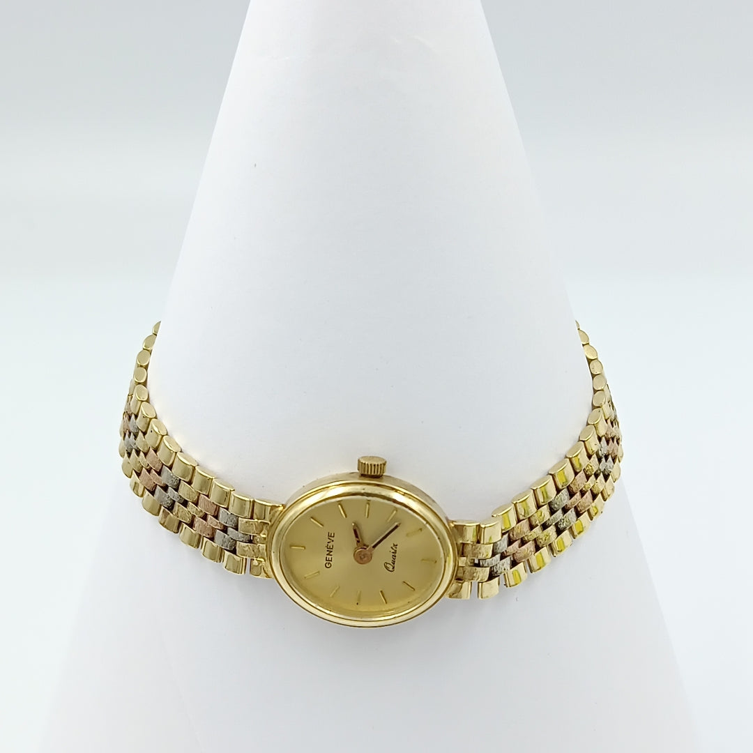 RELOJ CAJA Y PULSO ORO ORO, ORO COMBINADO 14 K 20.2 GRMS (SEMINUEVO)