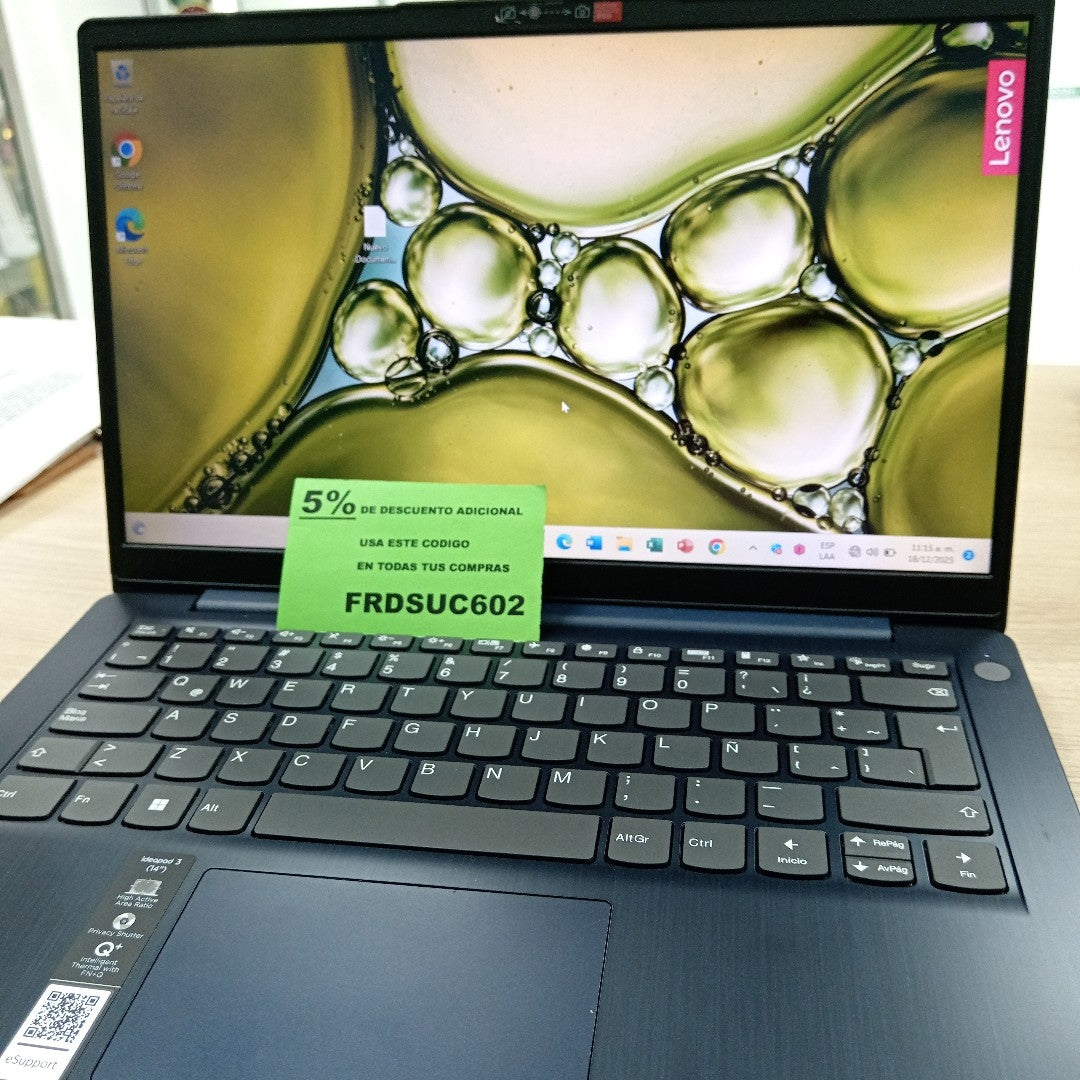 LAPTOP LENOVO IDEAPAD 3 14ALC6 (2022) 512 GB SSD 8 GB RAM (SEMINUEVO)