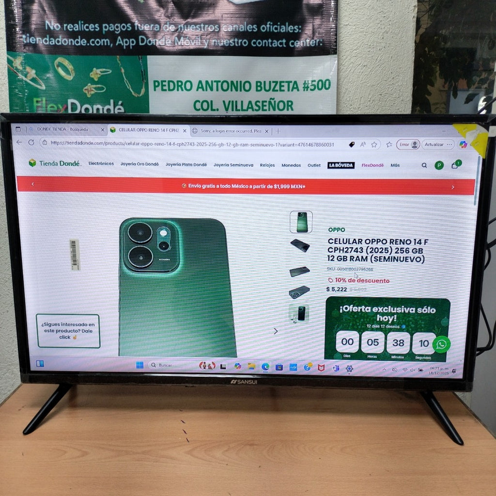 PANTALLA SANSUI SMX32T1H (2022) 32" LED HD (SEMINUEVO)