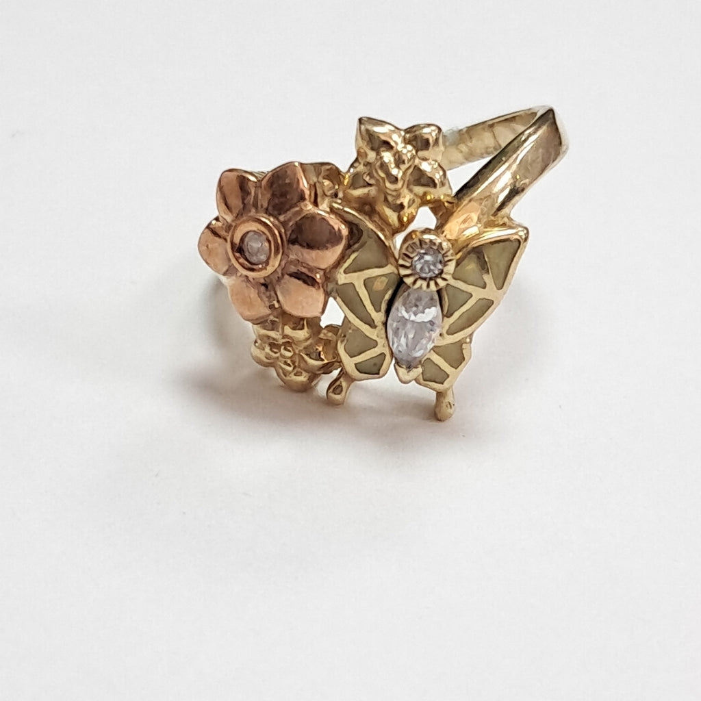 K1 4,60 GRMS 14 K ESPECIFICACIONES COMPLEMENTARIAS ANILLITO FLOR Y MARIPOSA (SEMINUEVO)
