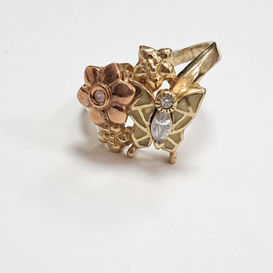K1 4,60 GRMS 14 K ESPECIFICACIONES COMPLEMENTARIAS ANILLITO FLOR Y MARIPOSA (SEMINUEVO)