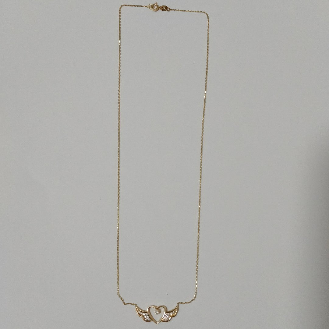 K1 2,70 GRMS 14 K ESPECIFICACIONES COMPLEMENTARIAS CADENA CON CORAZON Y ALAS (SEMINUEVO)