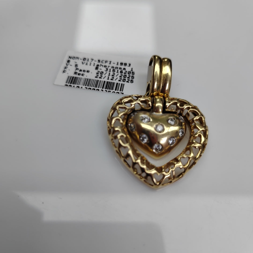 K1 9,30 GRMS 14 K ESPECIFICACIONES COMPLEMENTARIAS DIJE MOTIVO CORAZON CIR (SEMINUEVO)