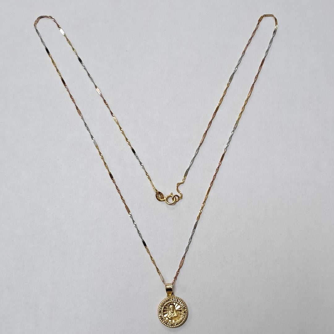 CADENA, DIJE ORO, ORO COMBINADO 10 K 1.3 GRMS (SEMINUEVO)