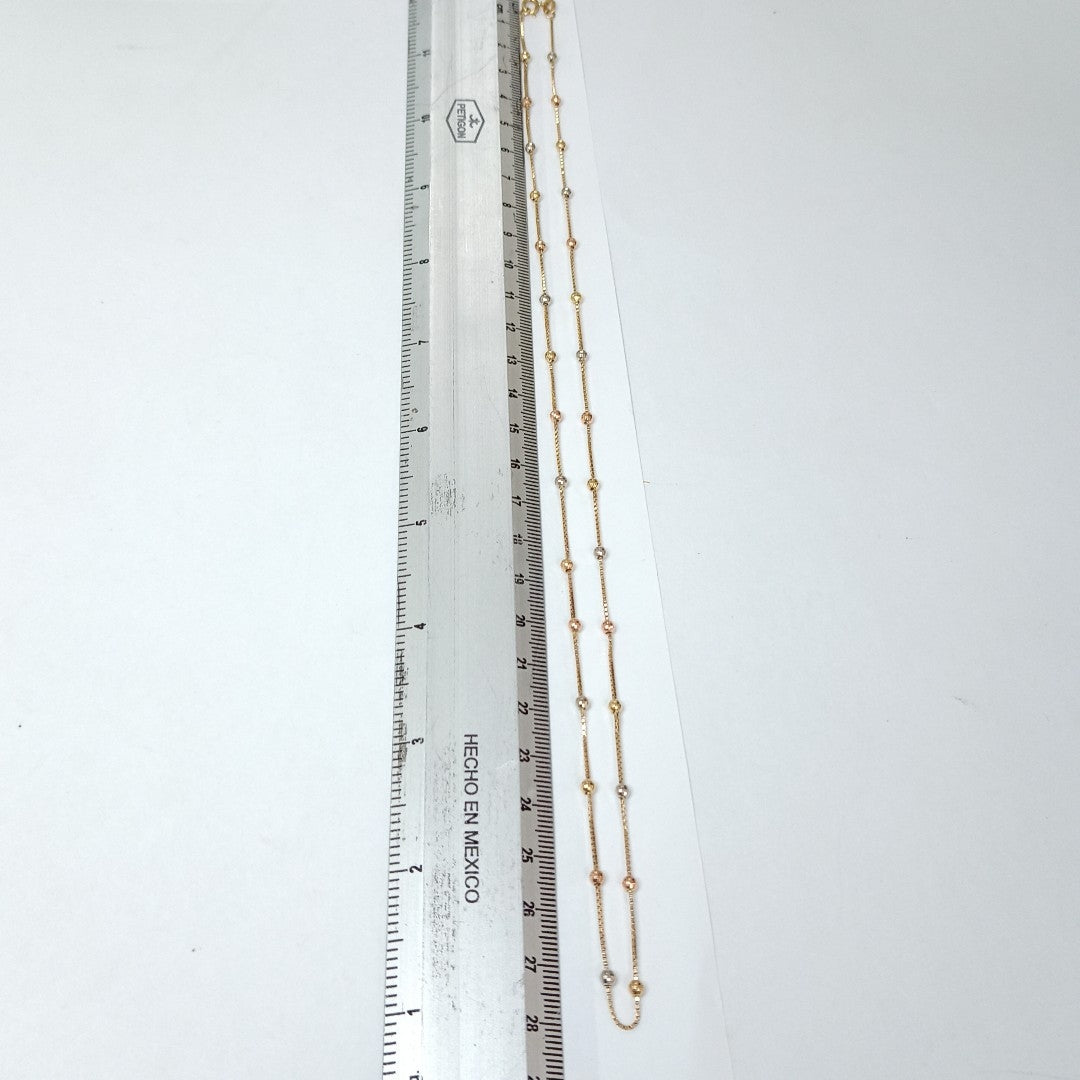 K1 4,20 GRMS 14 K ESPECIFICACIONES COMPLEMENTARIAS GARGANTILLA MTVO ESFERAS ORO (SEMINUEVO)