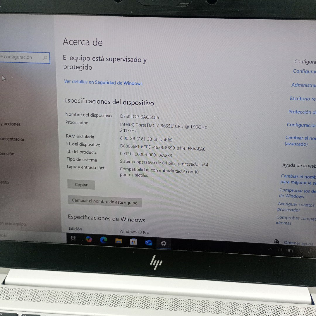 LAPTOP HP ELITEBOOK 840 G6 (2022) 256 GB SSD 8 GB RAM (SEMINUEVO)