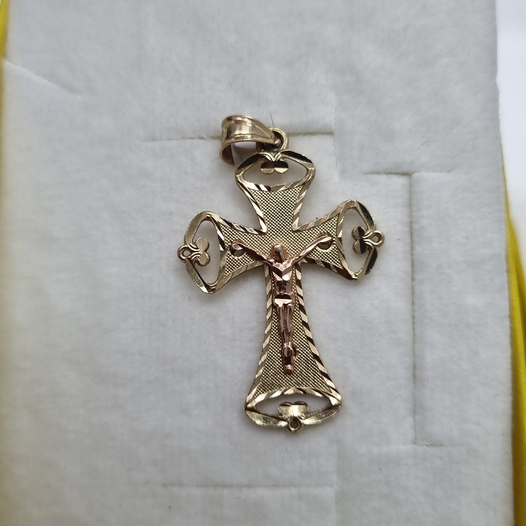 K1 2,40 GRMS 14 K ESPECIFICACIONES COMPLEMENTARIAS CRUZ GRECAS , 2 TONOS CRISTO (SEMINUEVO)