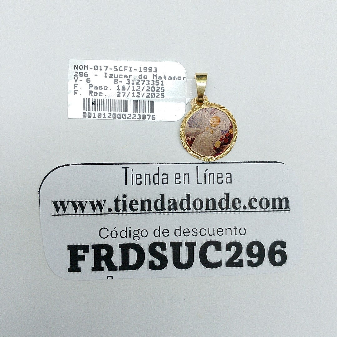 K1 1,40 GRMS 14 K ESPECIFICACIONES COMPLEMENTARIAS MEDALLA RELIGIOSA DE BAUTIZO (SEMINUEVO)