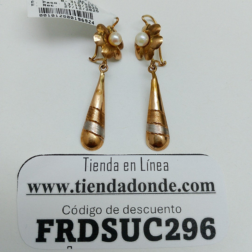 K1 3,00 GRMS 10 K ESPECIFICACIONES COMPLEMENTARIAS PAR DE ARETES DISEÑO GOTA REL (SEMINUEVO)