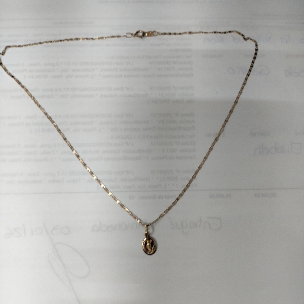 CADENA, MEDALLA RELIGIOSA ORO 10 K 1.6 GRMS (SEMINUEVO)