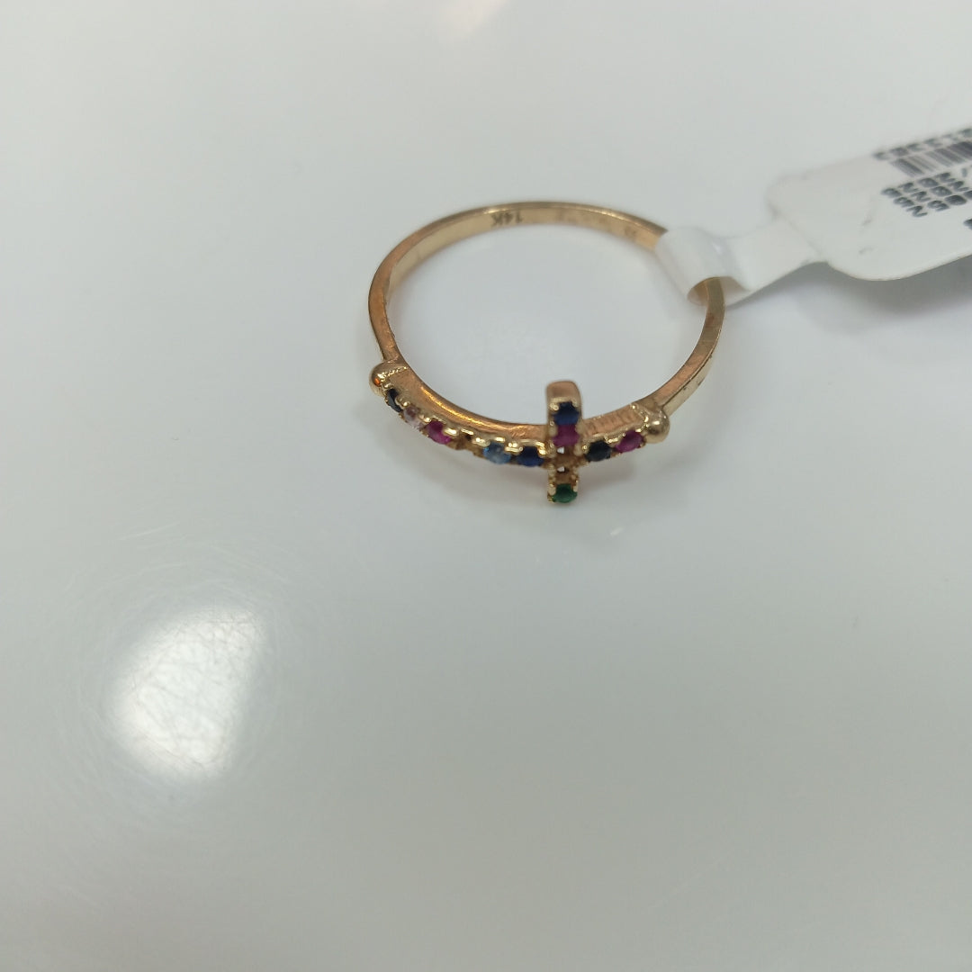 K1 1,50 GRMS 14 K ESPECIFICACIONES COMPLEMENTARIAS ANILLITO CON CRUZ PIEDRAS DE (SEMINUEVO)