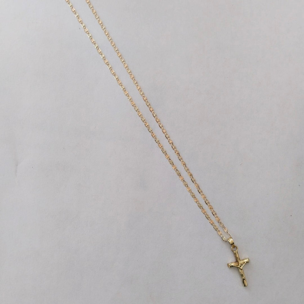 CADENA, CRUZ, DIJE ORO, ORO COMBINADO 10 K 3.7 GRMS (SEMINUEVO)