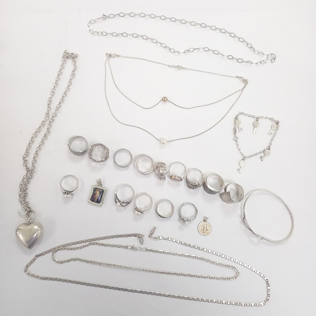 ANILLITO, CADENA, PULSERA PLATA 130.7 GRMS (SEMINUEVO)