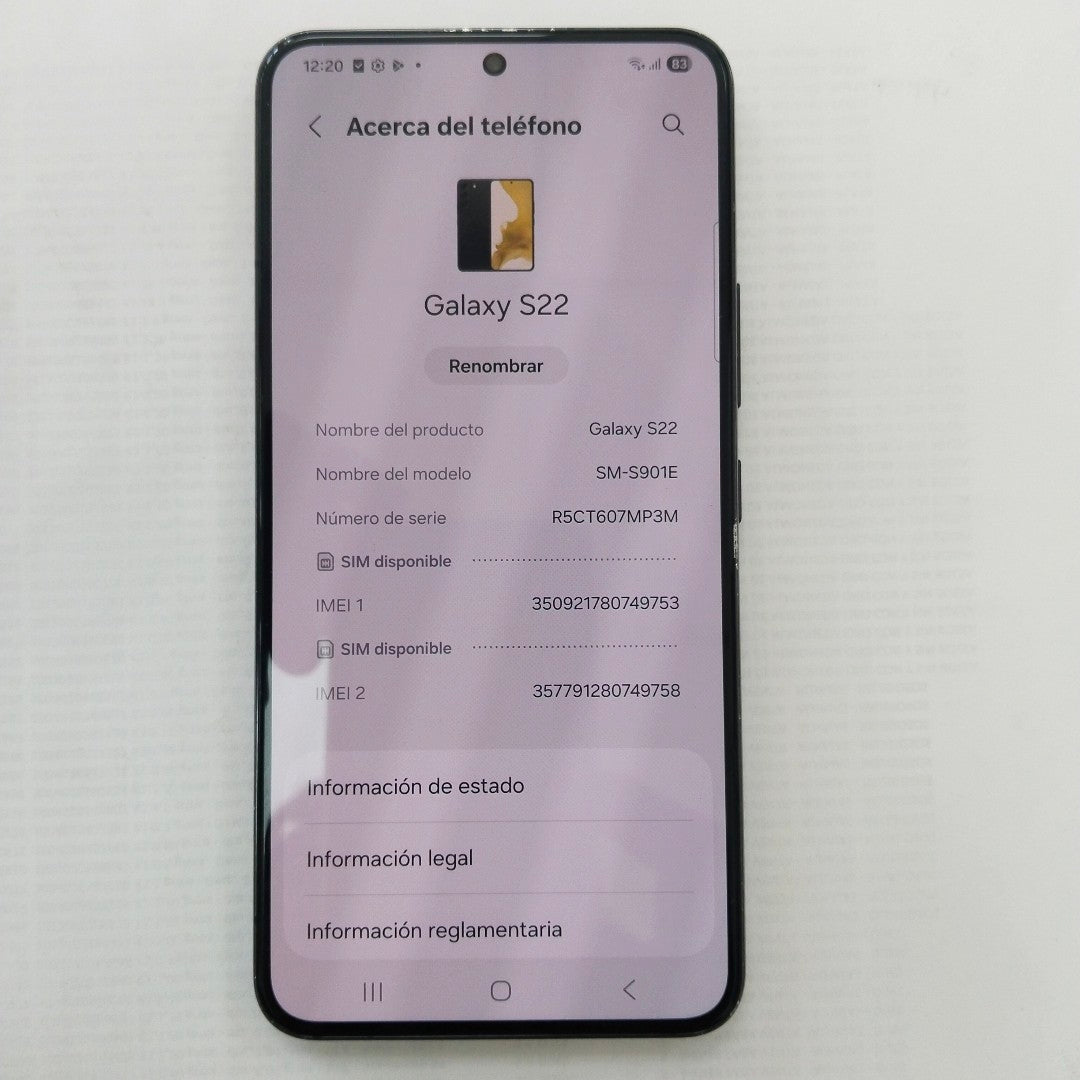 CELULAR SAMSUNG GALAXY S22 SM-S901E 256 GB 8 GB RAM (SEMINUEVO)