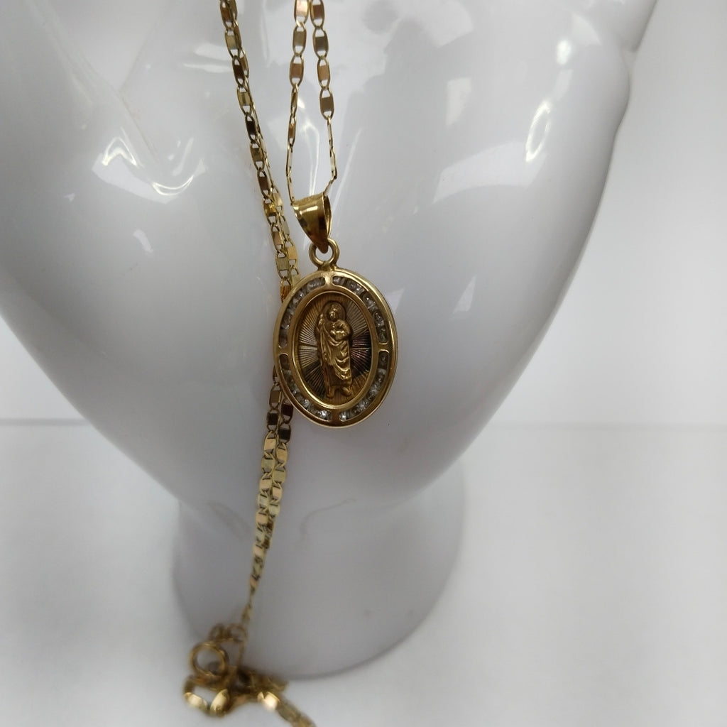 CADENA, MEDALLA RELIGIOSA ORO 10 K 2.9 GRMS (SEMINUEVO)