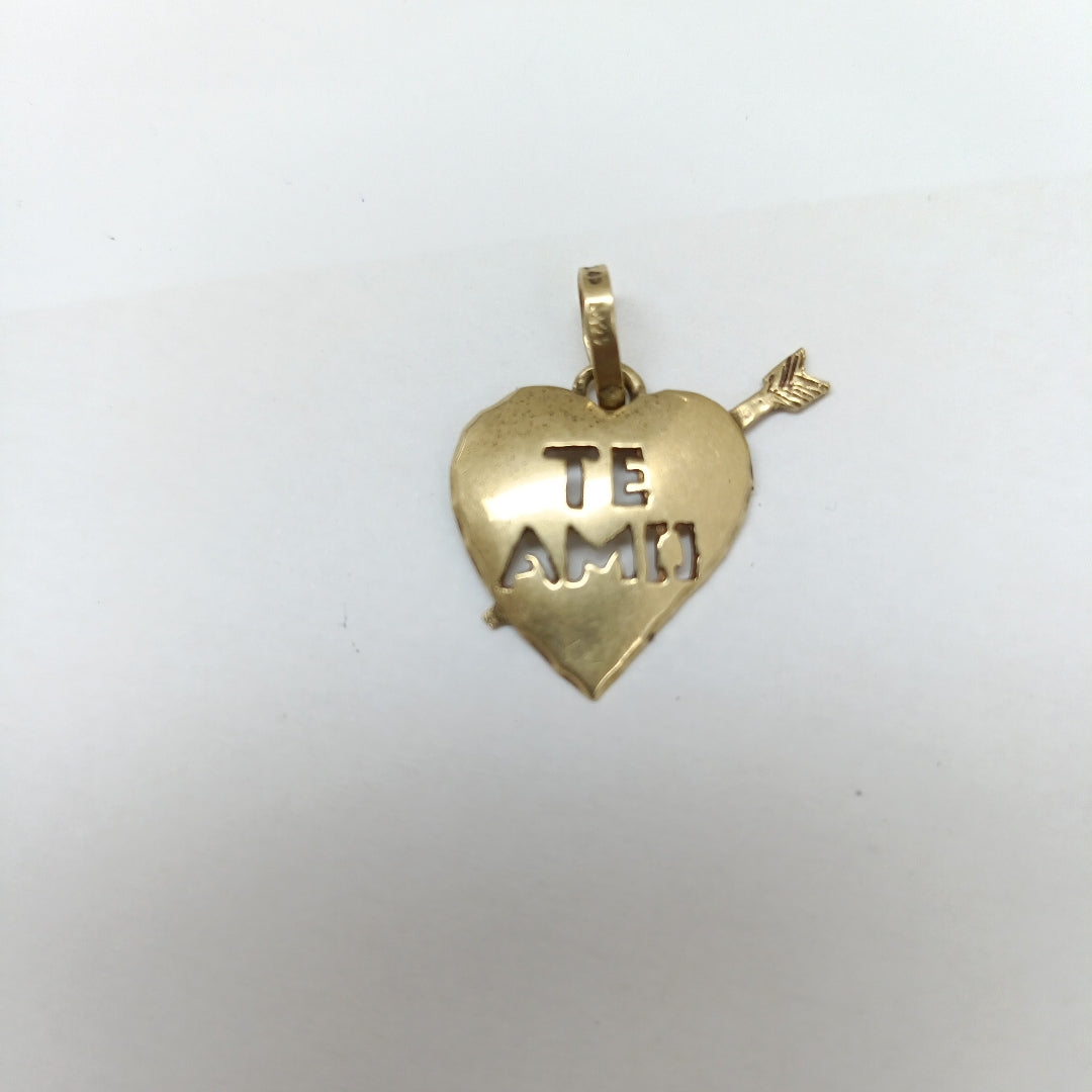 K1 1,60 GRMS 10 K ESPECIFICACIONES COMPLEMENTARIAS DIJE MOTIVO CORAZON TE AMO 10 (SEMINUEVO)