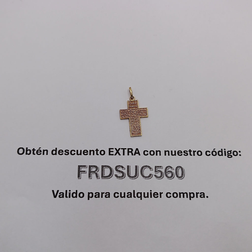 K1 1,30 GRMS 10 K ESPECIFICACIONES COMPLEMENTARIAS DIJE DE CRUZ CON PADRE NUESTR (SEMINUEVO)