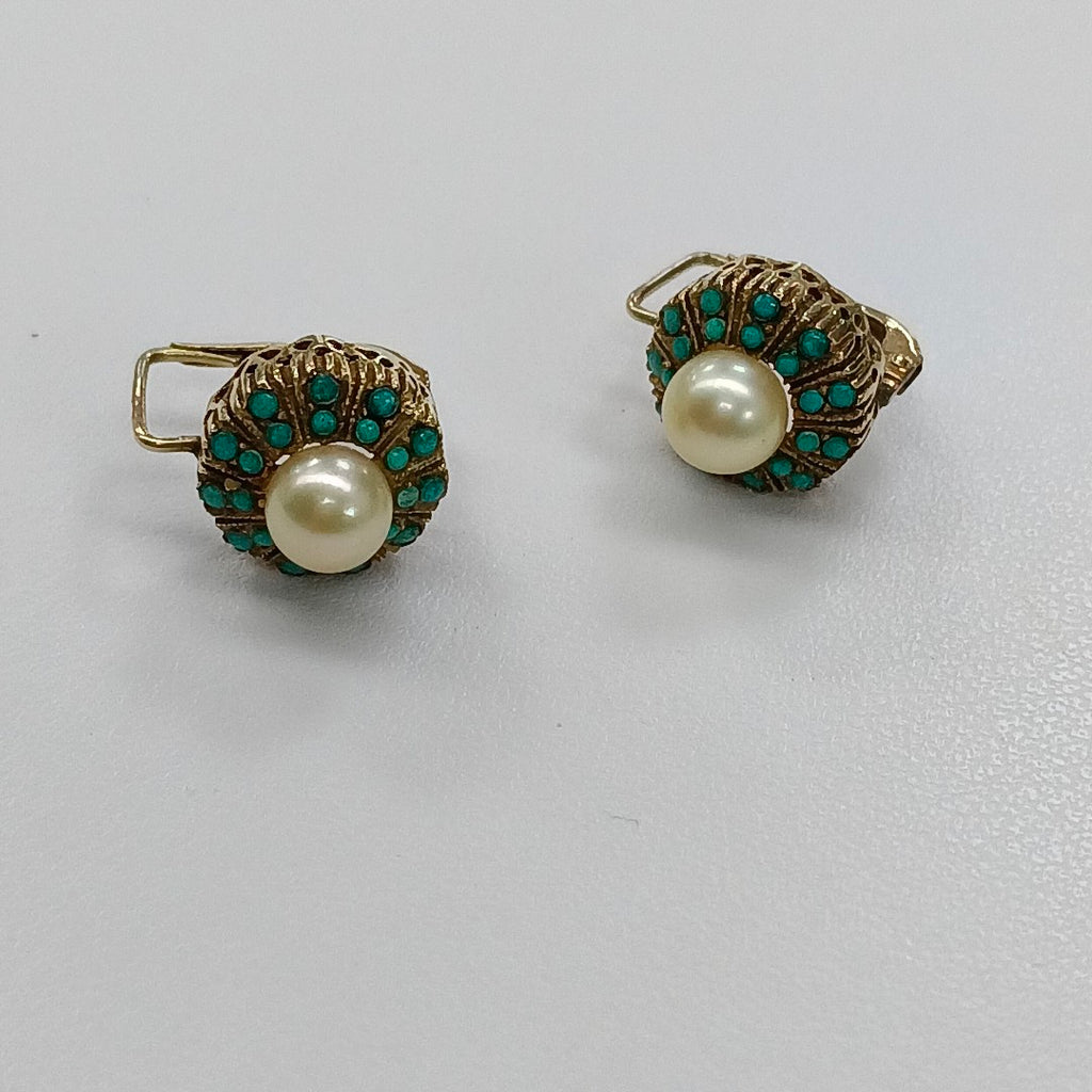 K1 4,90 GRMS 10 K ESPECIFICACIONES COMPLEMENTARIAS ARETES PAR CON PIEDRAS DE COL (SEMINUEVO)