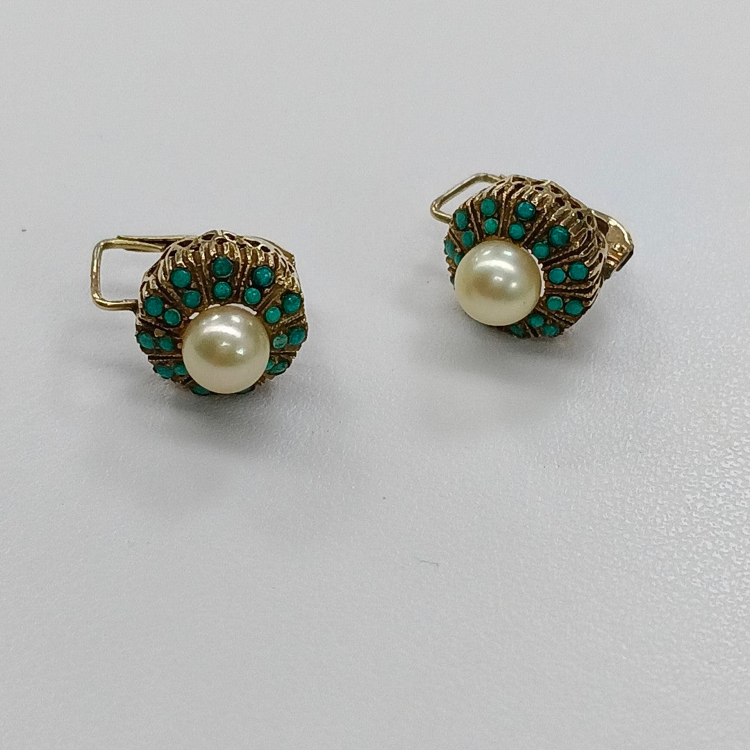 K1 4,90 GRMS 10 K ESPECIFICACIONES COMPLEMENTARIAS ARETES PAR CON PIEDRAS DE COL (SEMINUEVO)