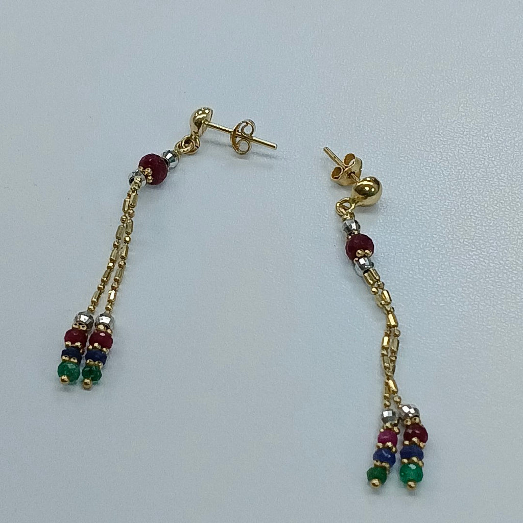 K1 3,60 GRMS 14 K ESPECIFICACIONES COMPLEMENTARIAS ARETES PAR CON PIEDRA DE COLO (SEMINUEVO)