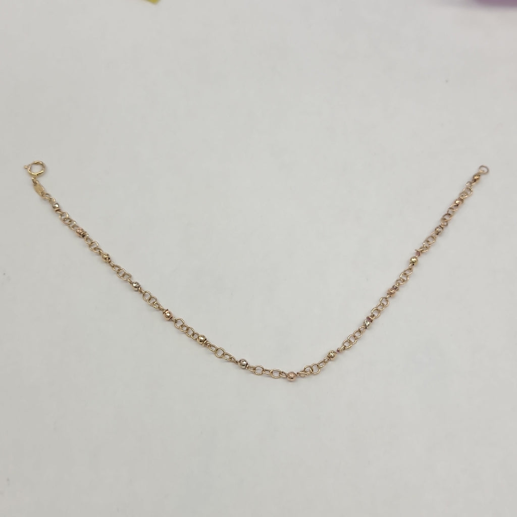 K1 2,20 GRMS 14 K ESPECIFICACIONES COMPLEMENTARIAS PULSERA CON ESFERAS 3 TONOS (SEMINUEVO)