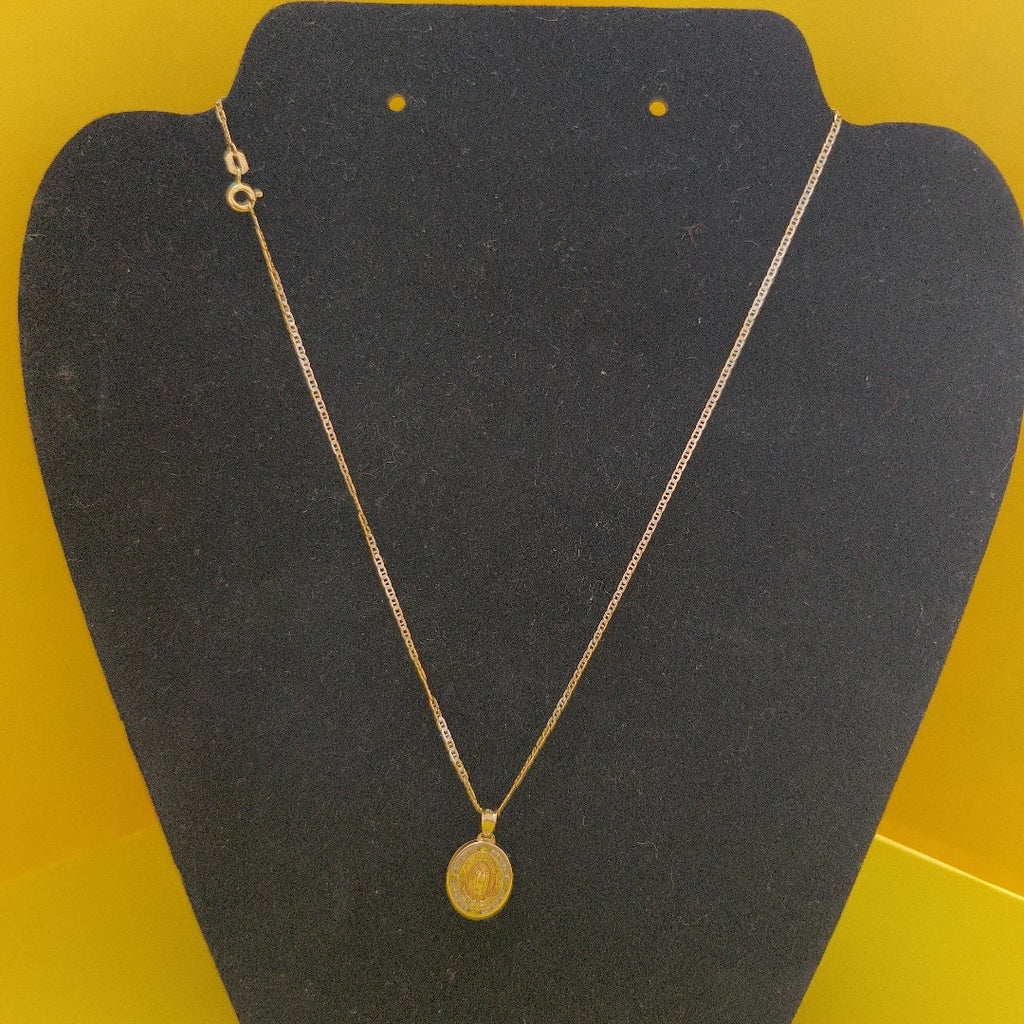 CADENA, MEDALLA RELIGIOSA ORO COMBINADO 10 K 2.4 GRMS (SEMINUEVO)