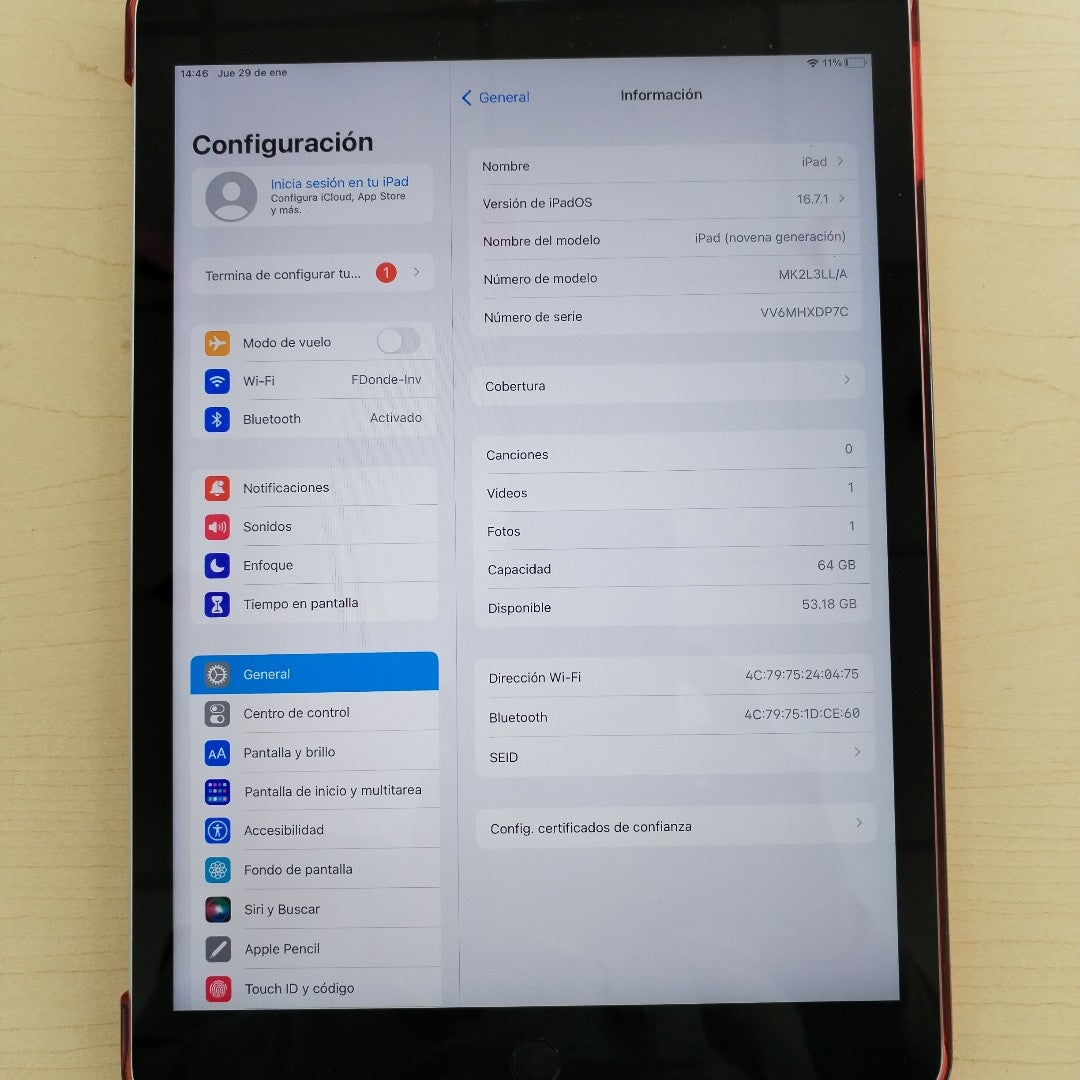 TABLETA APPLE IPAD 9 A2602 64 GB 3 GB RAM (SEMINUEVO)