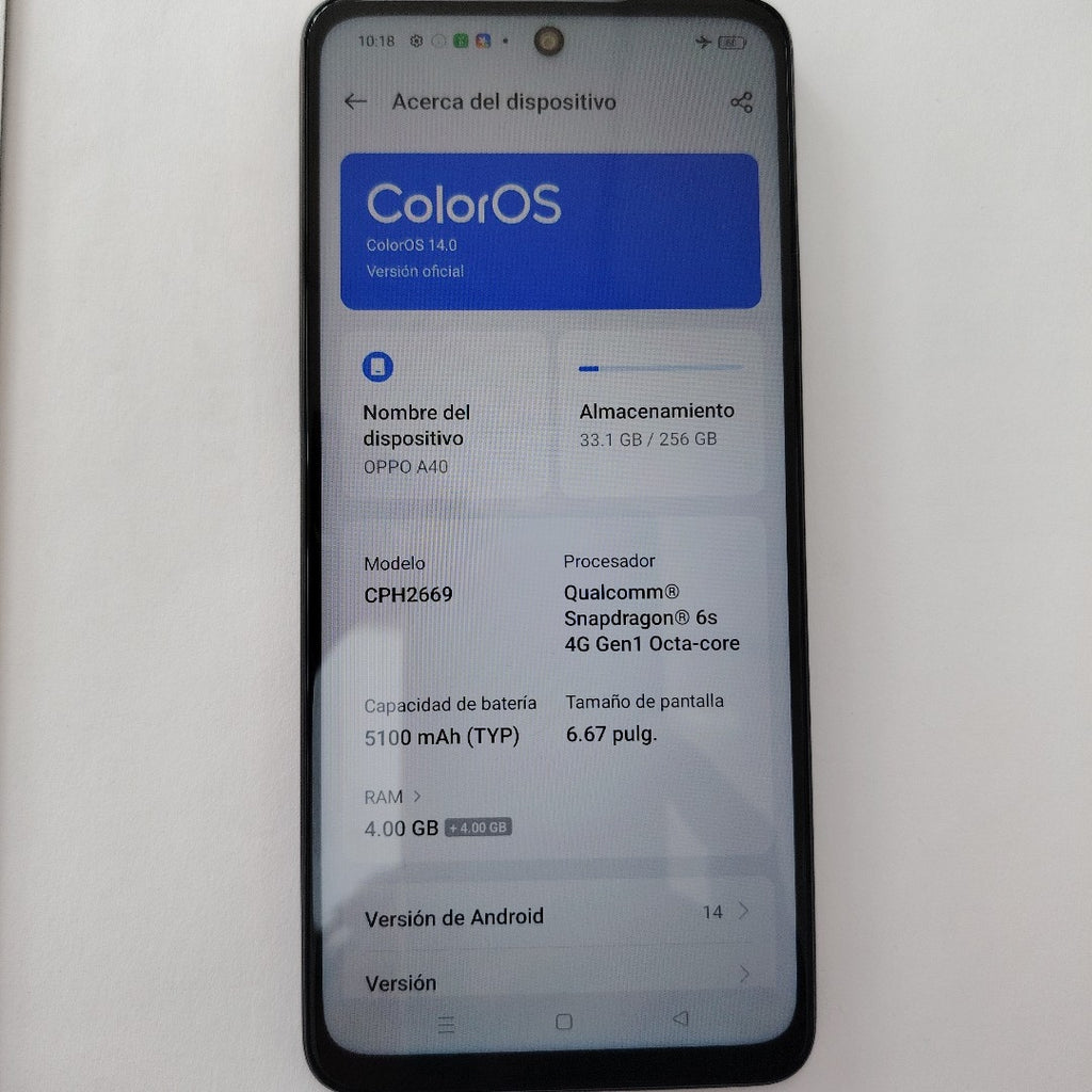 CELULAR OPPO  A40 CPH2669 (2024) 256 GB 4 GB RAM (SEMINUEVO)