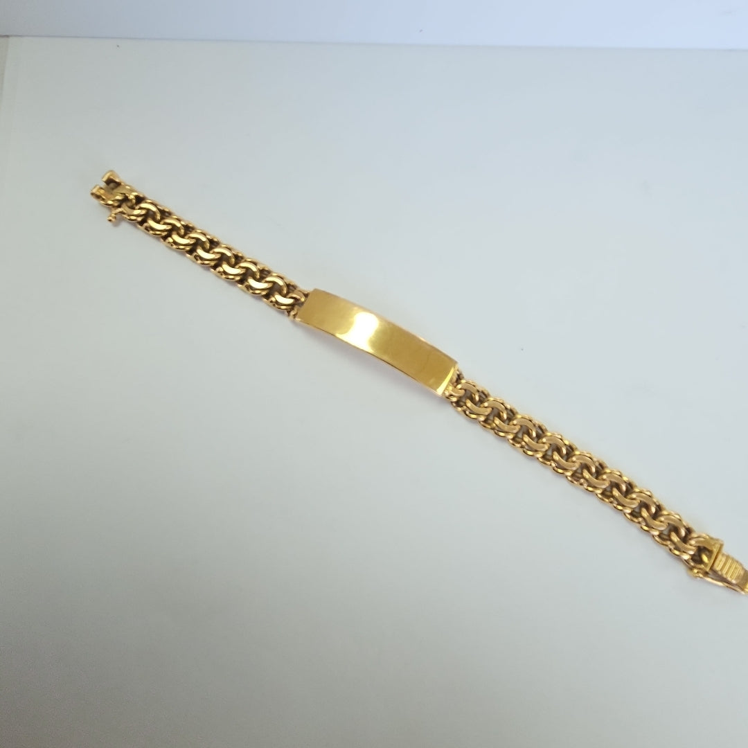 K1 46,30 GRMS 18 K ESPECIFICACIONES COMPLEMENTARIAS ESCLAVA CON PLACA BROCHE DE (SEMINUEVO)