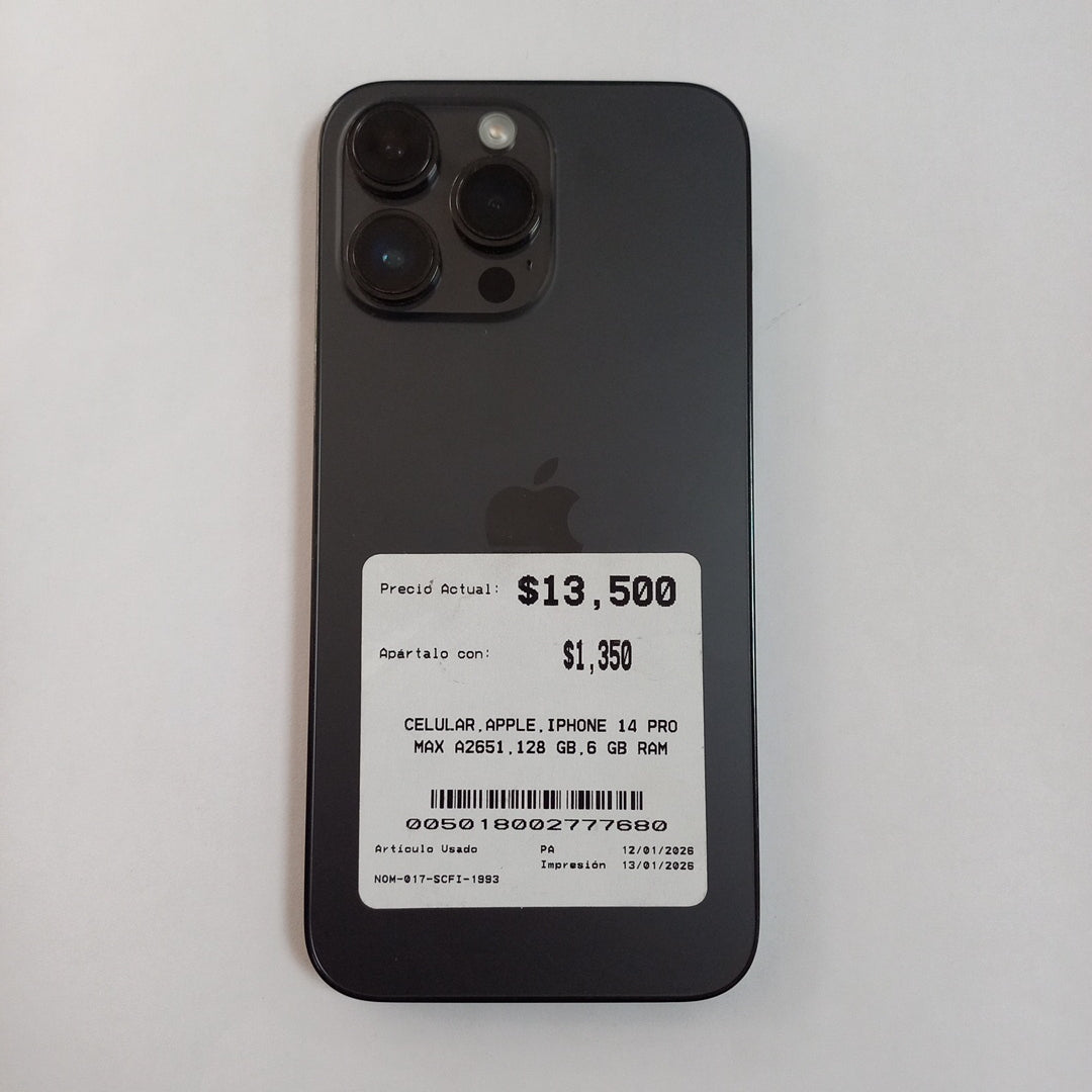 CELULAR APPLE IPHONE 14 PRO MAX A2651 128 GB 6 GB RAM (SEMINUEVO)