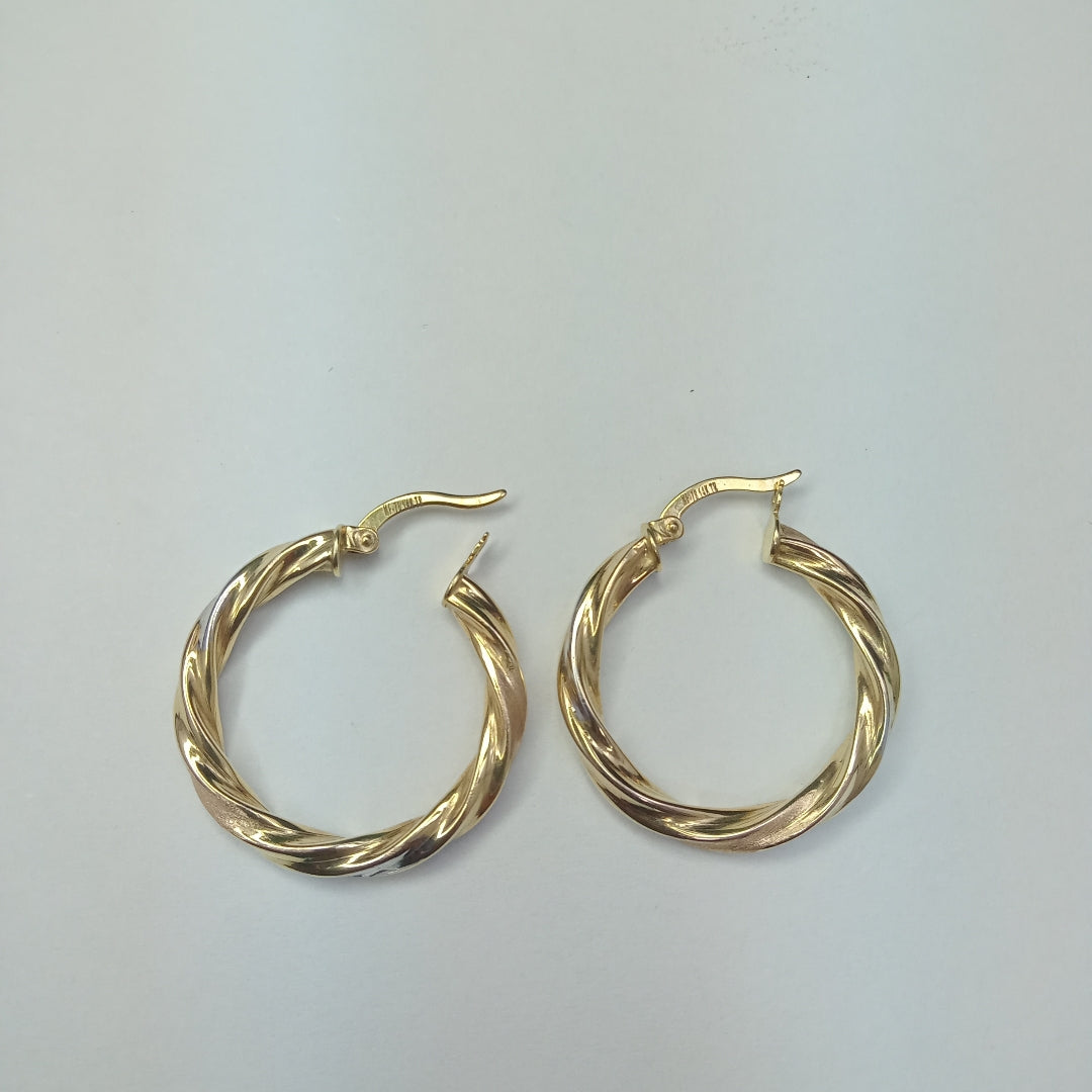 ARRACADAS PAR ORO, ORO COMBINADO 14 K 2.8 GRMS (SEMINUEVO)