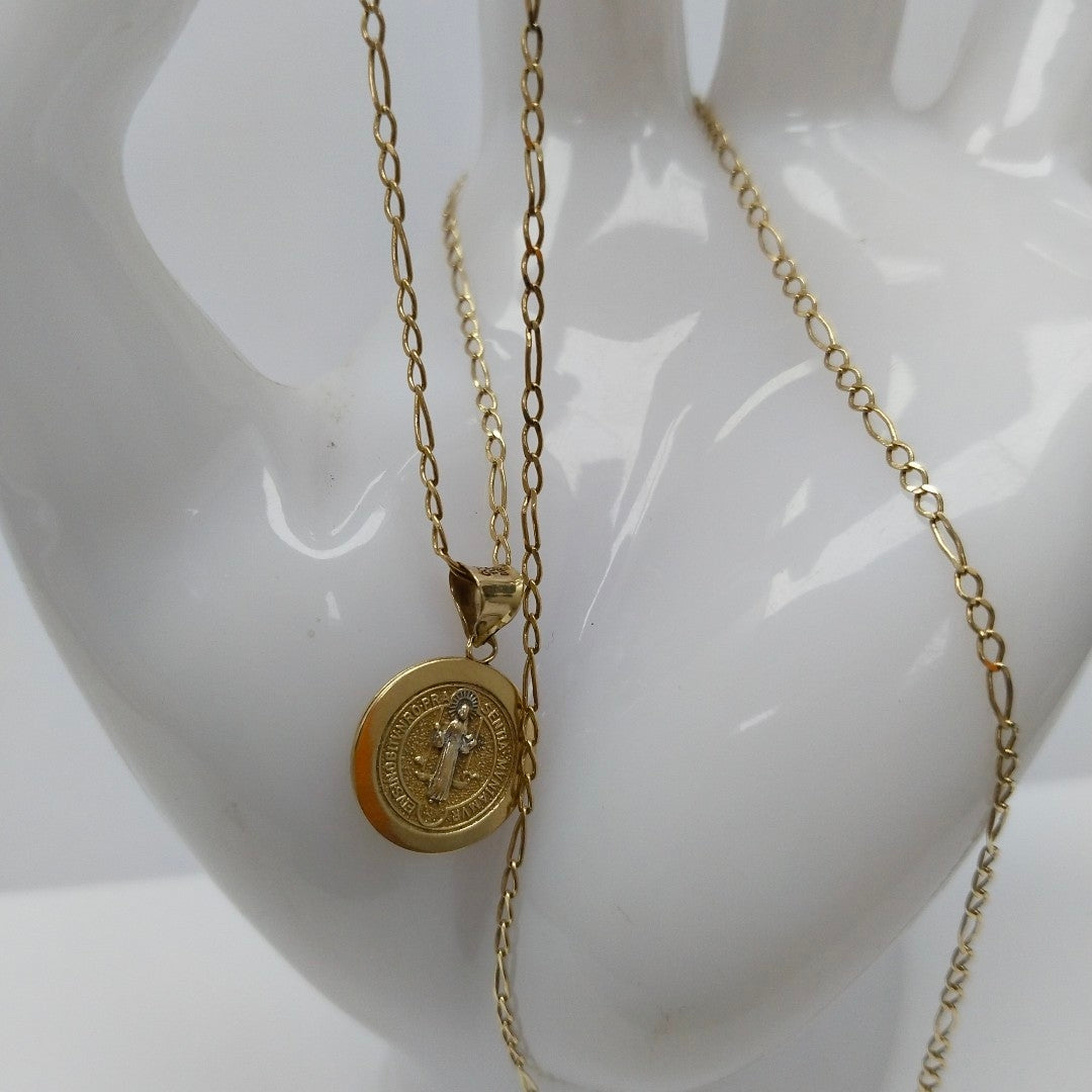 CADENA, MEDALLA RELIGIOSA ORO 10 K 2.6 GRMS (SEMINUEVO)