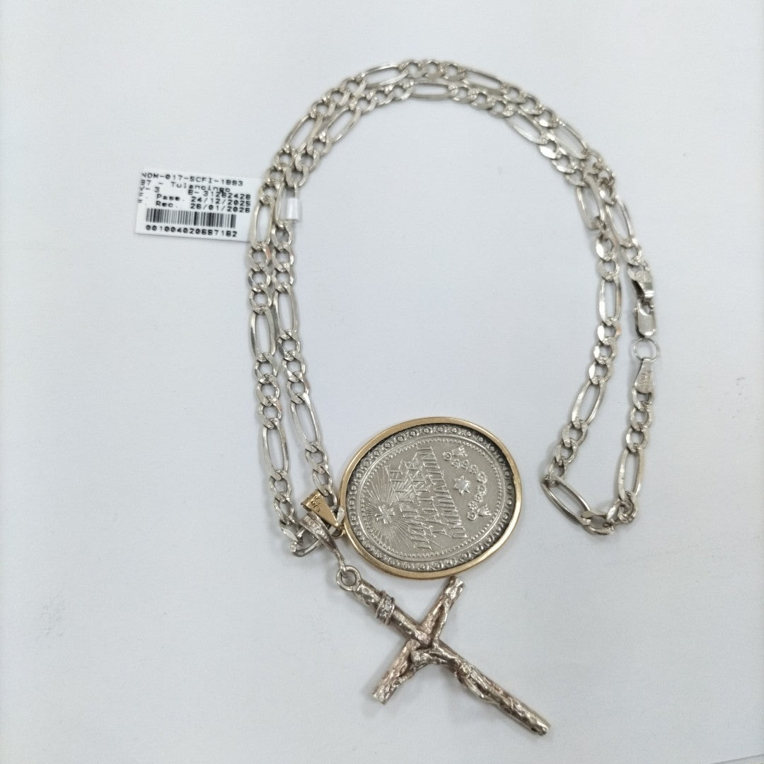 CADENA, MEDALLA RELIGIOSA ORO, PLATA 14 K 3 GRMS (SEMINUEVO)