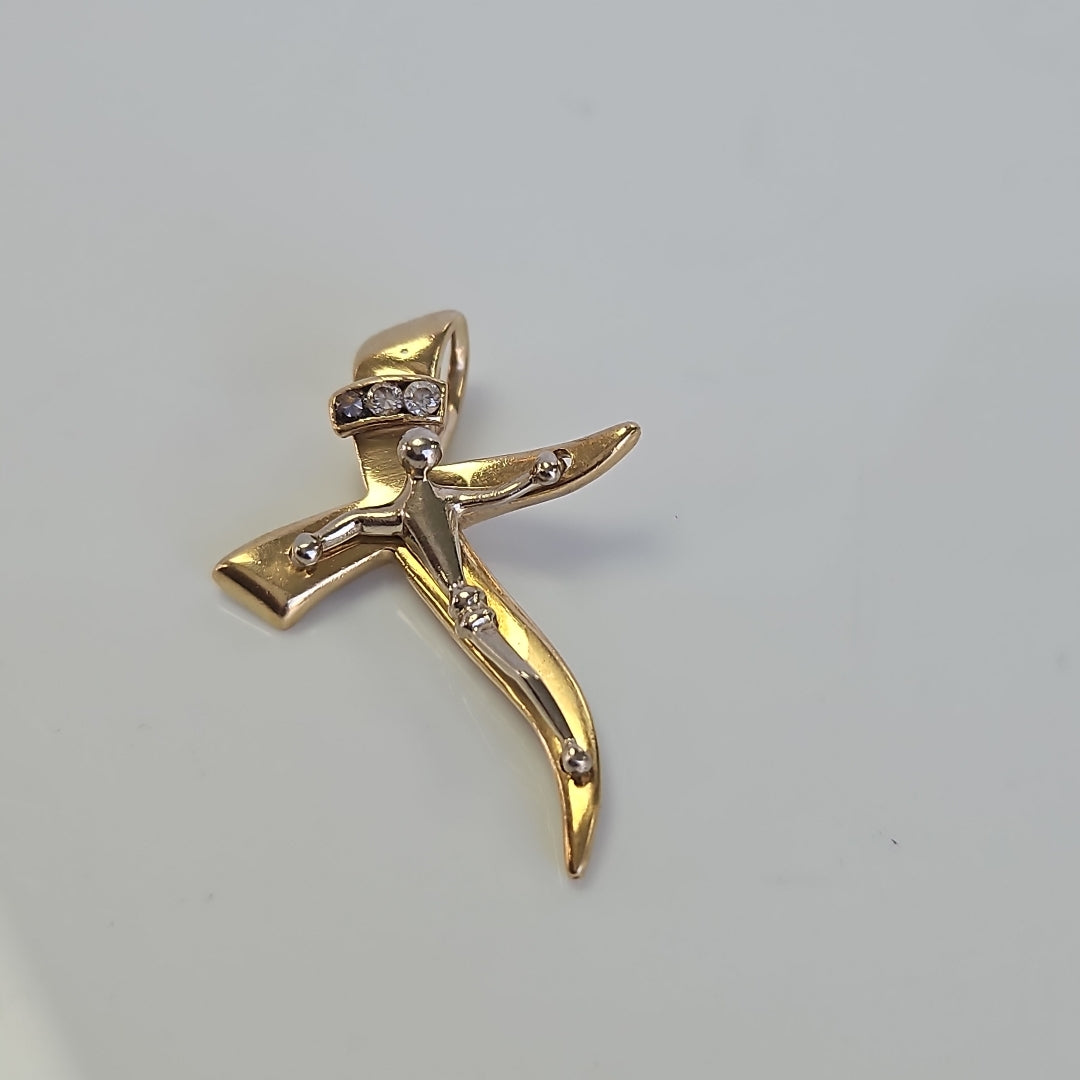 CRUCIFIJO ORO COMBINADO 14 K 2.9 GRMS (SEMINUEVO)