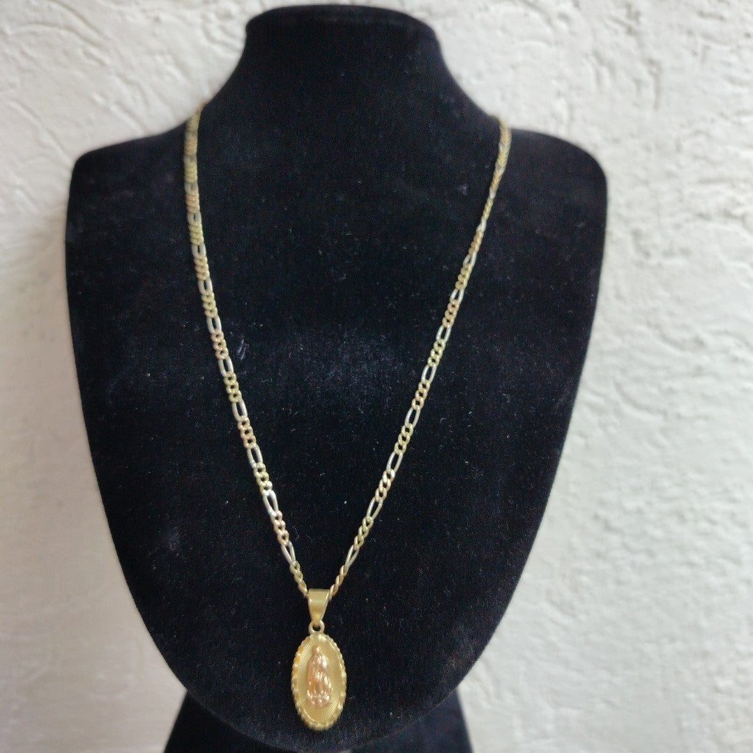 CADENA,MEDALLA RELIGIOSA ORO COMBINADO 14 K 6,60 GRMS (SEMINUEVO)