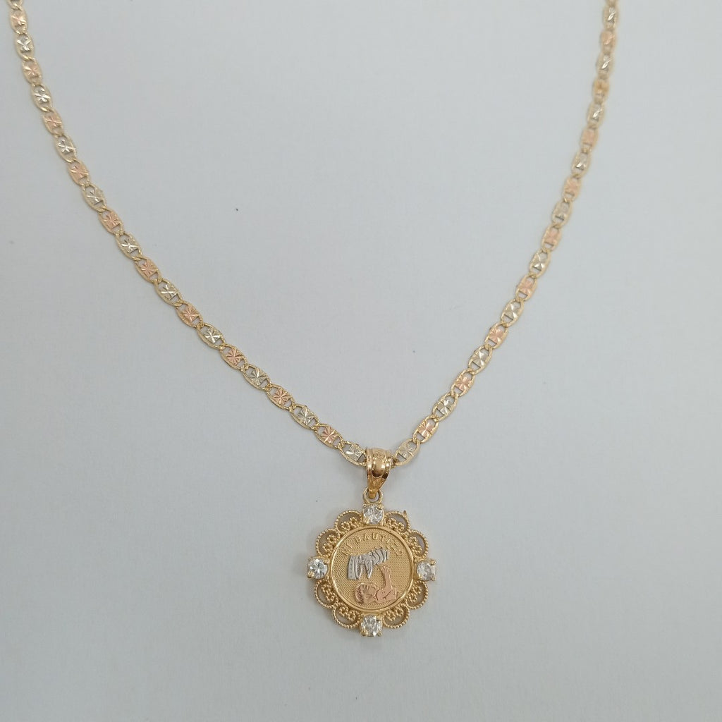 CADENA, MEDALLA RELIGIOSA ORO 14 K 6.1 GRMS (SEMINUEVO)