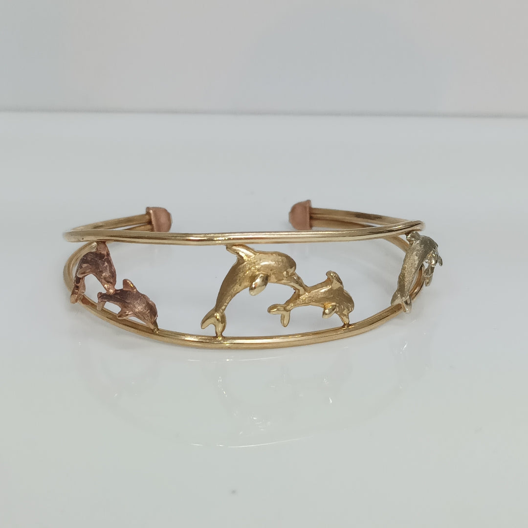 PULSERA RIGIDA ORO COMBINADO 10 K 9,40 GRMS (SEMINUEVO)
