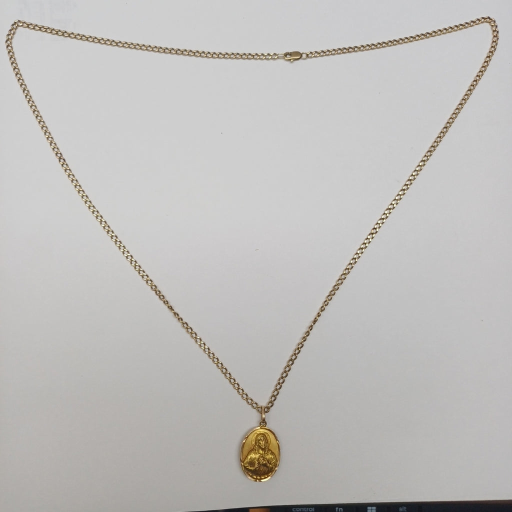 CADENA, MEDALLA RELIGIOSA ORO 10 K 8.9 GRMS (SEMINUEVO)