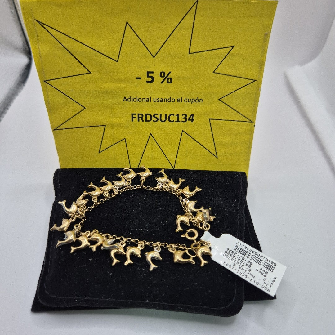 K1 11,20 GRMS 10 K ESPECIFICACIONES COMPLEMENTARIAS PULSERA CON DELFINES (SEMINUEVO)