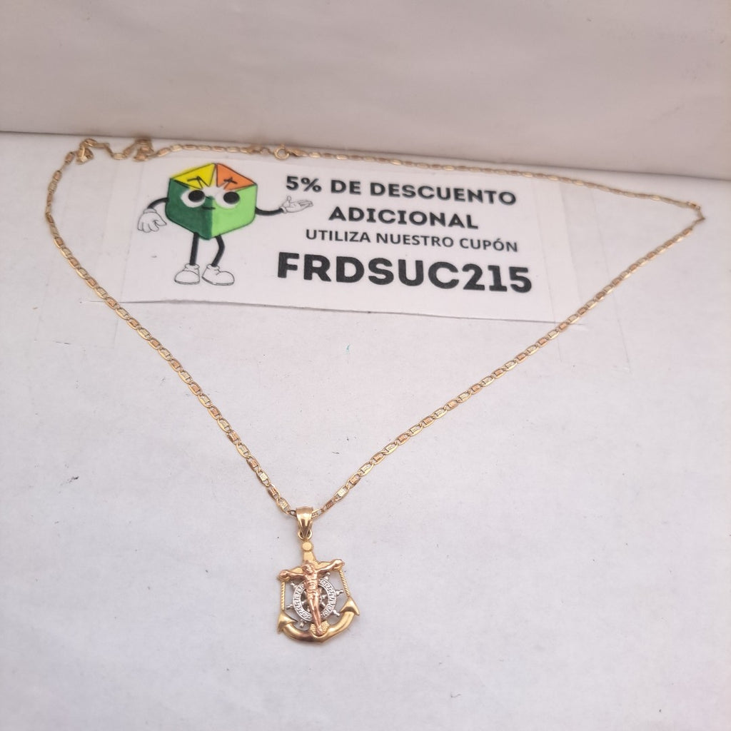 CADENA, CRISTO EN ANCLA ORO 10 K 4.3 GRMS (SEMINUEVO)