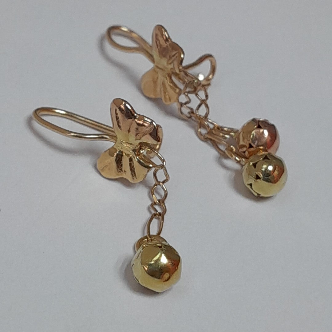 ARETES PAR ORO, RODIADO 14 K 1.7 GRMS (SEMINUEVO)